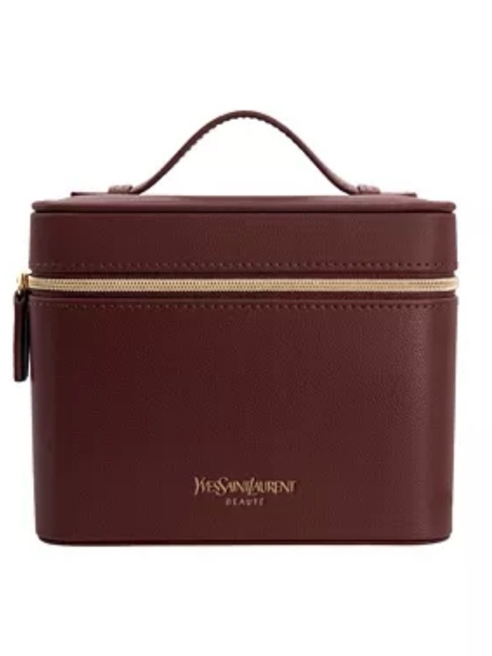 Yves Saint Laurent Beaute Burgundy Makeup Bag Case With Zipper & Handle